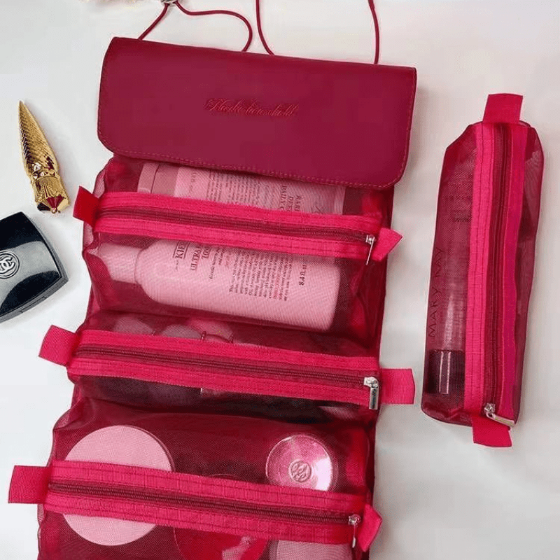 Portable Large Makeup Bag 4 In 1 Removable With Zipper