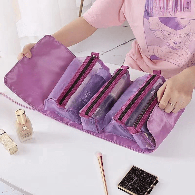 Portable Large Makeup Bag 4 In 1 Removable With Zipper