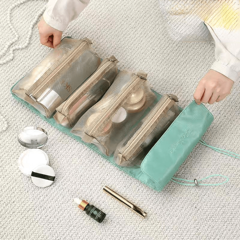 Portable Large Makeup Bag 4 In 1 Removable With Zipper