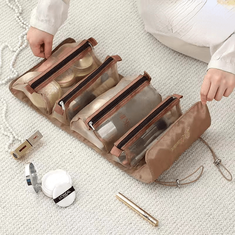 Portable Large Makeup Bag 4 In 1 Removable With Zipper