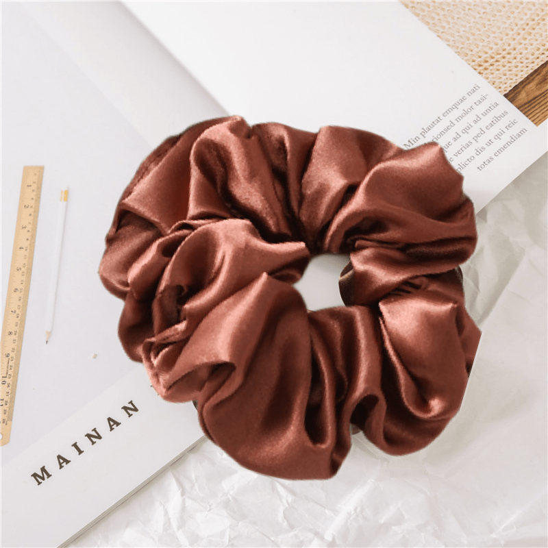 Silk Satin Neutral Hair Scrunchies Earth Toned Golden Hair Ties