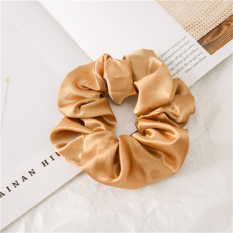 Silk Satin Neutral Hair Scrunchies Earth Toned Golden Hair Ties
