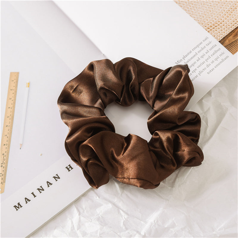Silk Satin Neutral Hair Scrunchies Earth Toned Golden Hair Ties