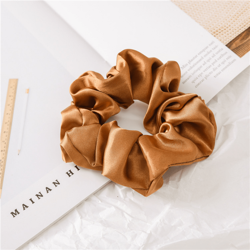 Silk Satin Neutral Hair Scrunchies Earth Toned Golden Hair Ties