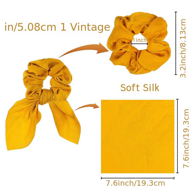 Silk Bow Scrunchies Bunny Ear Satin Hair Scarf Ponytail Holder Hair Ties