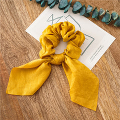 Silk Bow Scrunchies Bunny Ear Satin Hair Scarf Ponytail Holder Hair Ties