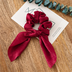 Silk Bow Scrunchies Bunny Ear Satin Hair Scarf Ponytail Holder Hair Ties