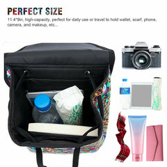 Floral Embroidered Backpack Canvas Bookbag Travel Backpack