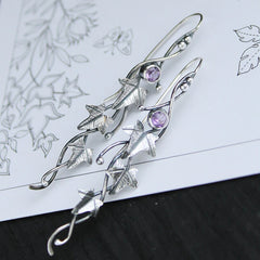Boho Leaf Dangle Earrings Colorful Gemstone 925 Silver Plated 1Pair