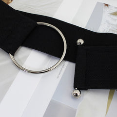 Women's Elastic Waist Belt with Round Buckle for Coat Sweater Dress