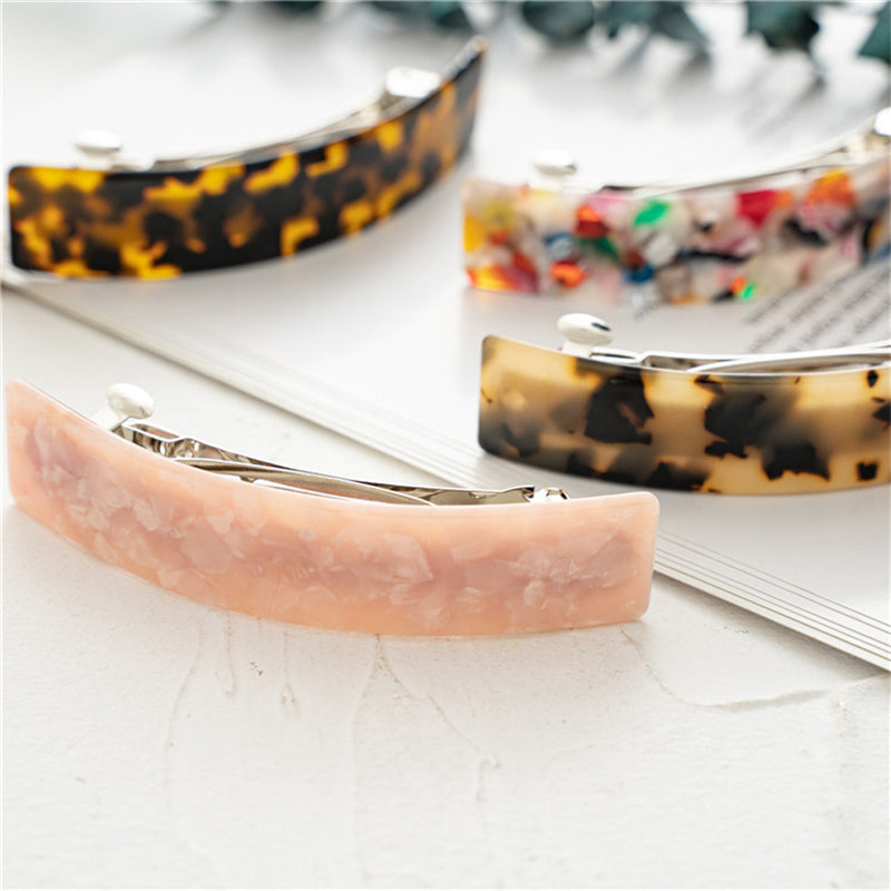 French Style Curved Volume Barrette Tortoise Shell Hair Clips Automatic Clasp