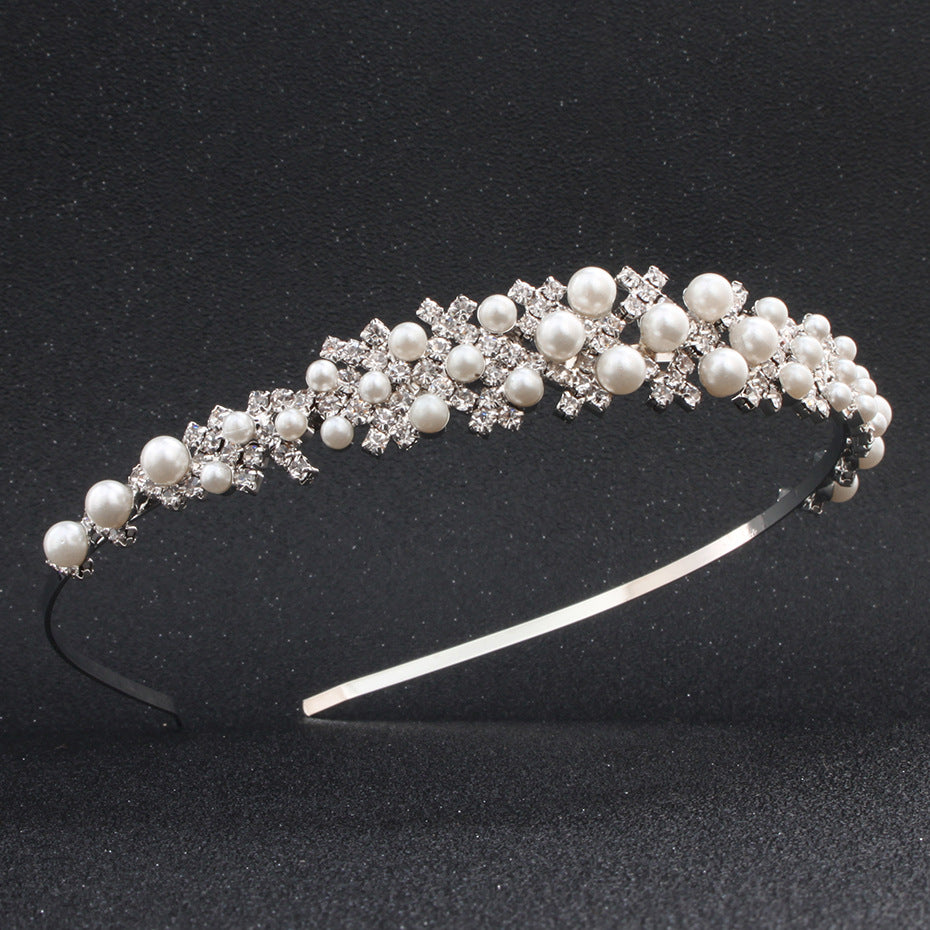 High-end Pearl Rhinestone Bridal Headdress Hair Hoop