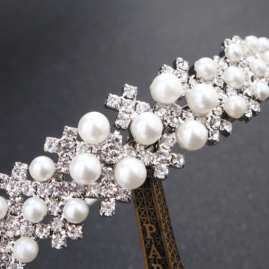 High-end Pearl Rhinestone Bridal Headdress Hair Hoop