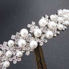 High-end Pearl Rhinestone Bridal Headdress Hair Hoop