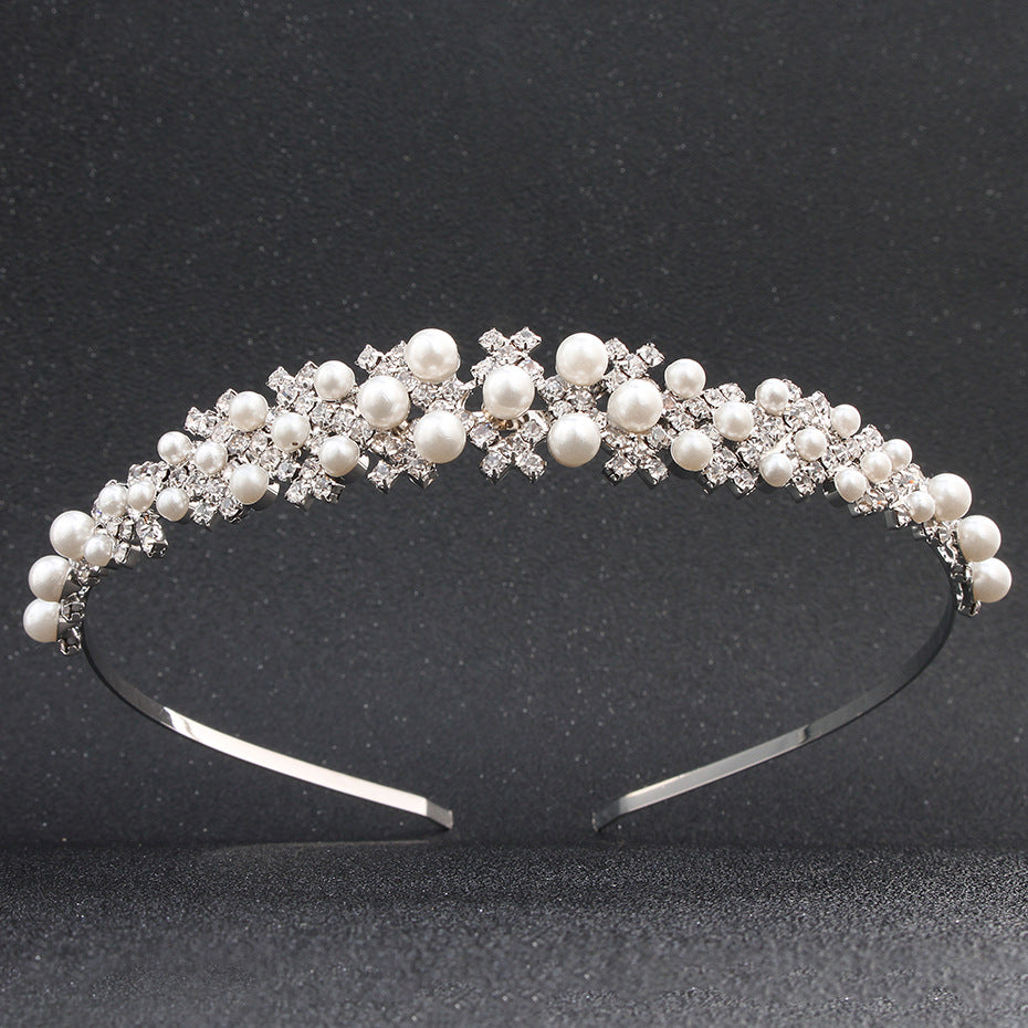 High-end Pearl Rhinestone Bridal Headdress Hair Hoop