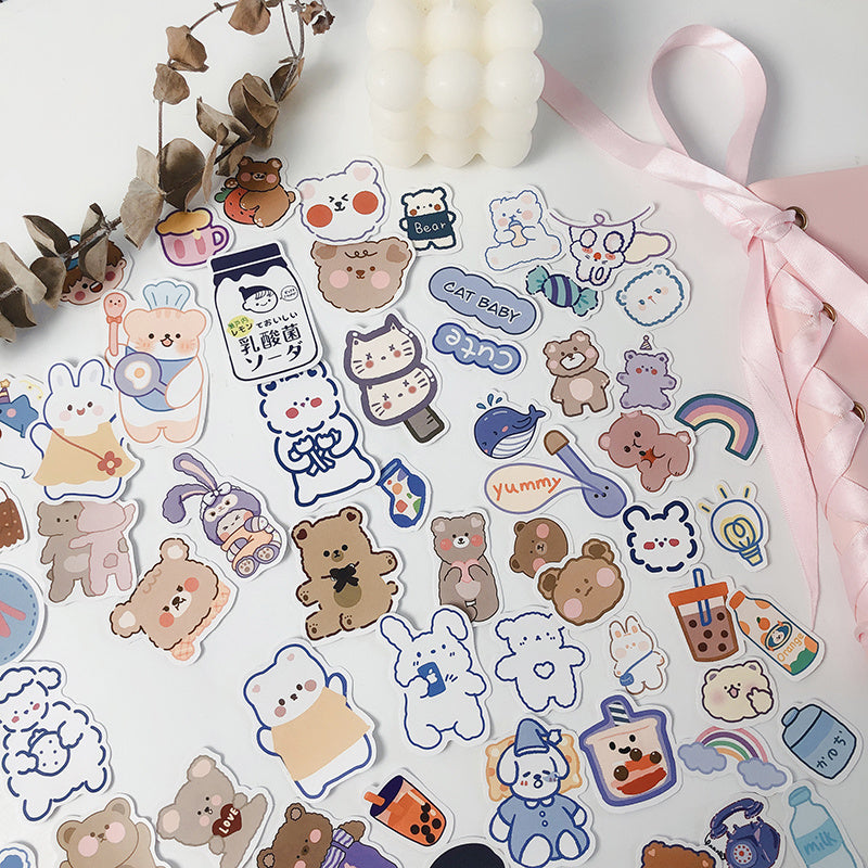 90pcs Brownie Girls Stickers for DIY Stationery & Computer Decorations