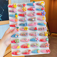 5pcs Girls Sweet Hair Clips Cartoon Sequin Transparent Hair Accessories