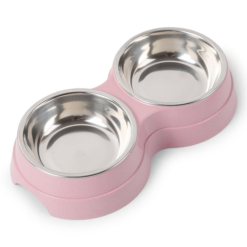 Stainless Steel Double Pet Bowls For Dogs And Cats Non Skid Base