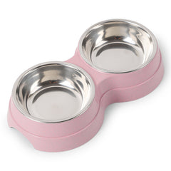 Stainless Steel Double Pet Bowls For Dogs And Cats Non Skid Base