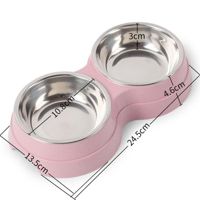 Stainless Steel Double Pet Bowls For Dogs And Cats Non Skid Base