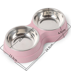 Stainless Steel Double Pet Bowls For Dogs And Cats Non Skid Base