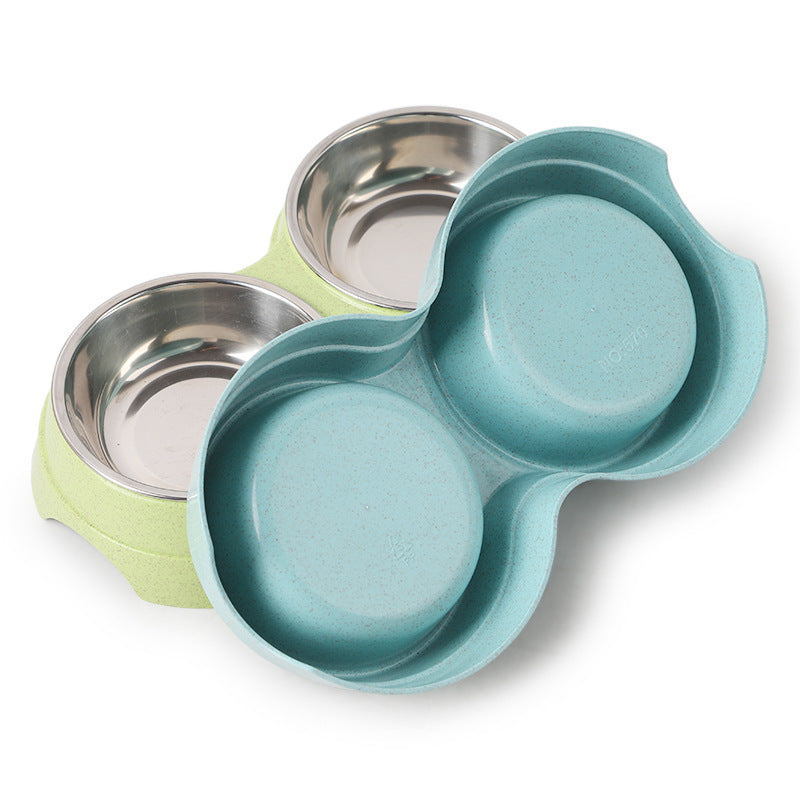Stainless Steel Double Pet Bowls For Dogs And Cats Non Skid Base