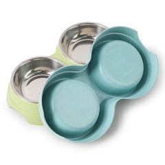 Stainless Steel Double Pet Bowls For Dogs And Cats Non Skid Base