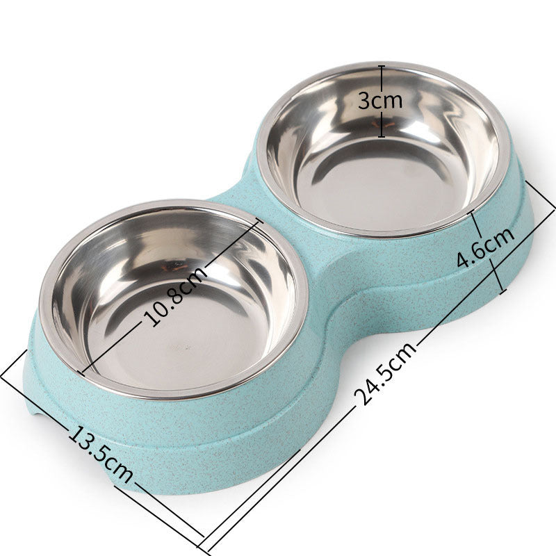 Stainless Steel Double Pet Bowls For Dogs And Cats Non Skid Base