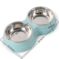 Stainless Steel Double Pet Bowls For Dogs And Cats Non Skid Base