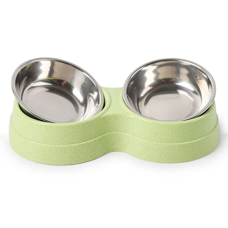 Stainless Steel Double Pet Bowls For Dogs And Cats Non Skid Base