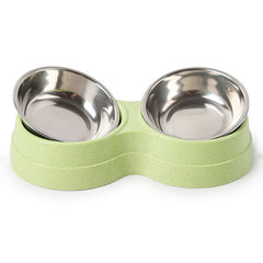 Stainless Steel Double Pet Bowls For Dogs And Cats Non Skid Base