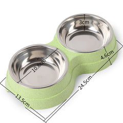 Stainless Steel Double Pet Bowls For Dogs And Cats Non Skid Base