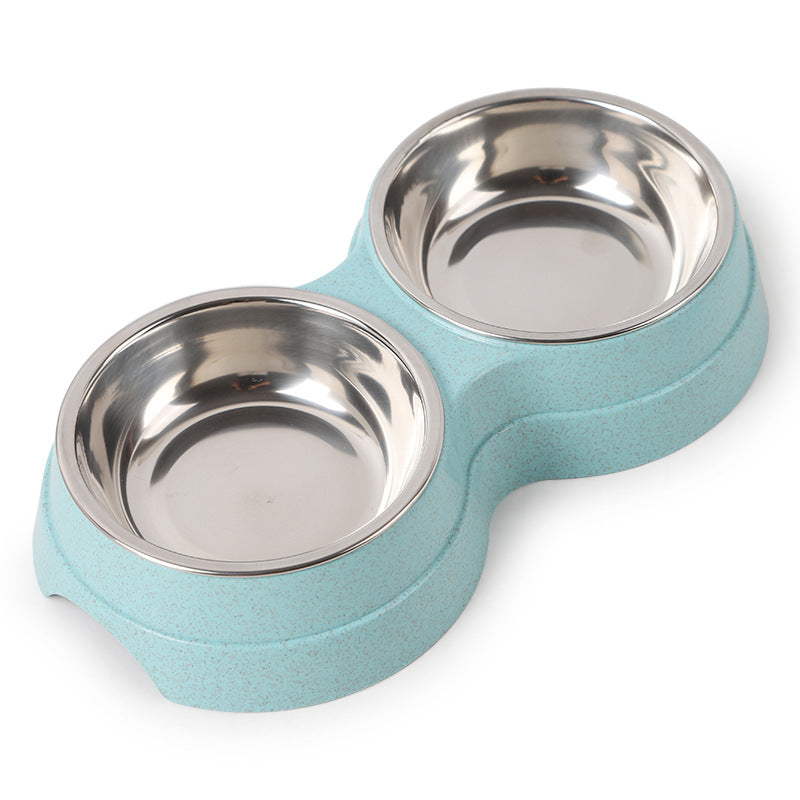Stainless Steel Double Pet Bowls For Dogs And Cats Non Skid Base