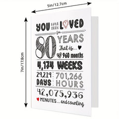 80th Birthday Card & Decorations Set - 80 Years Loved Celebration