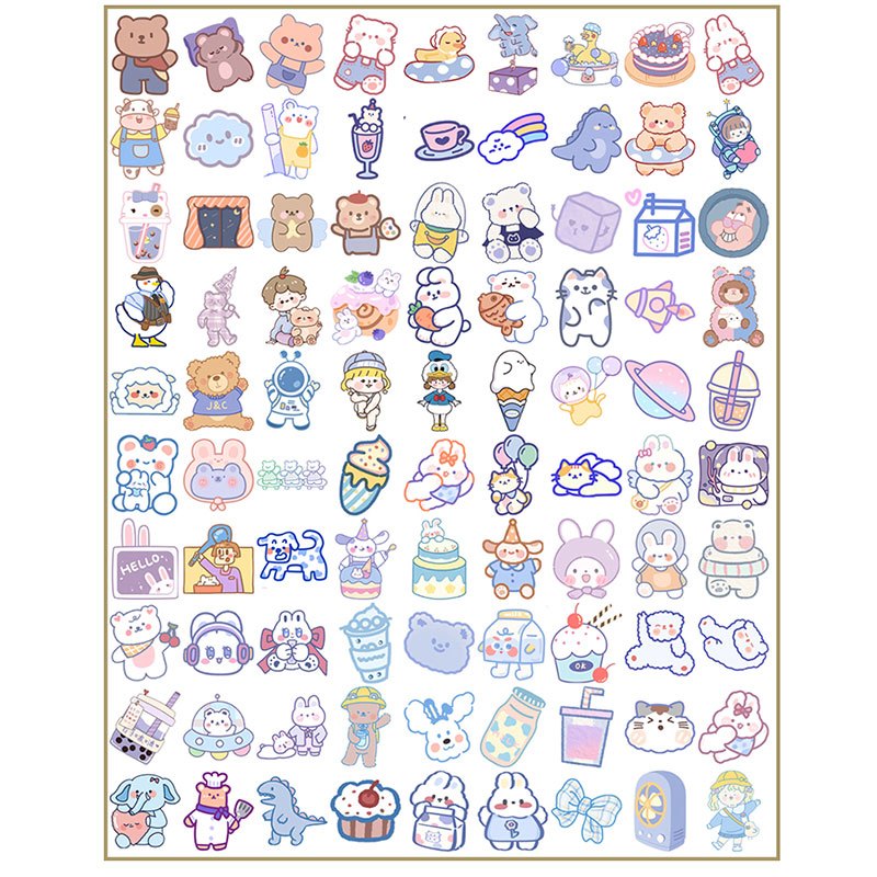 90pcs Brownie Girls Stickers for DIY Stationery & Computer Decorations