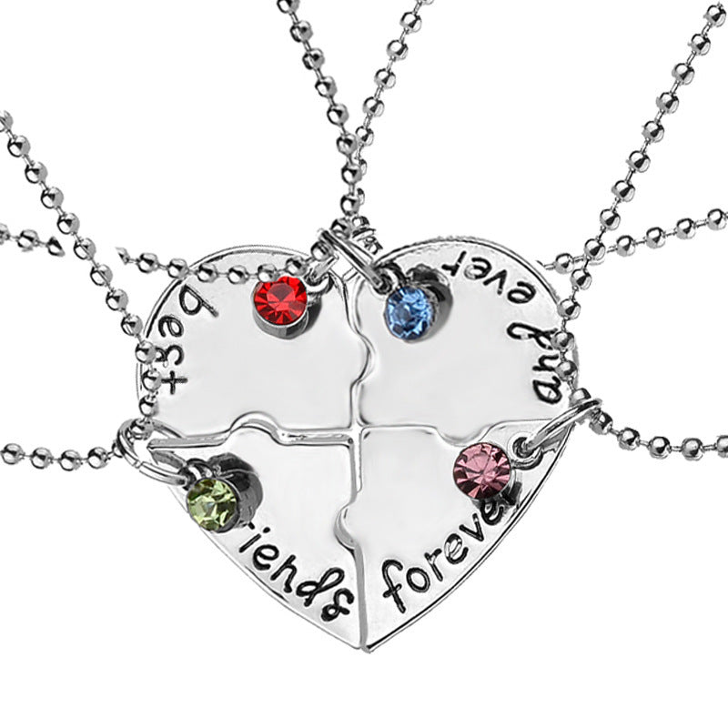 4pcs Necklace Women Jewelry BFF Friendship Pendant Neck Chain Necklace