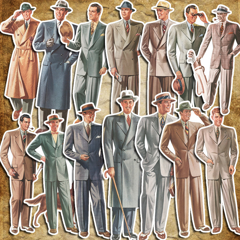 14pcs Retro Gentleman Stickers DIY Stationery Computer Student Stationery