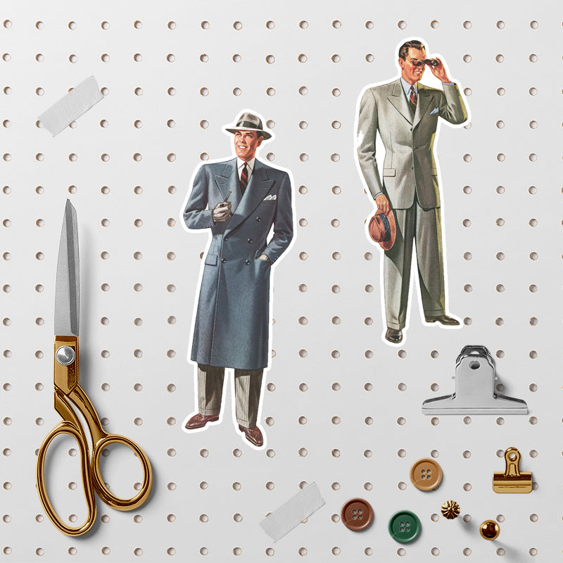 14pcs Retro Gentleman Stickers DIY Stationery Computer Student Stationery