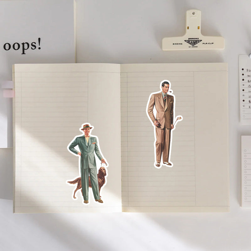 14pcs Retro Gentleman Stickers DIY Stationery Computer Student Stationery