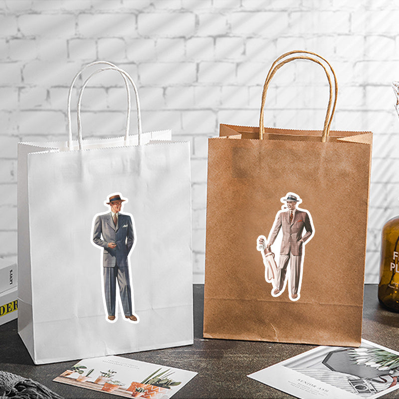 14pcs Retro Gentleman Stickers DIY Stationery Computer Student Stationery