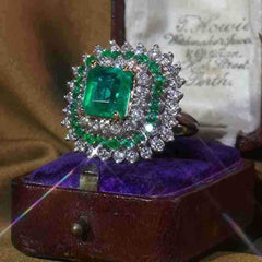 Vintage Green Faux Diamond Ring for Men and Women