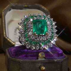 Vintage Green Faux Diamond Ring for Men and Women