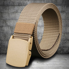 Men's Nylon Canvas Belt Plastic Buckle Metal Military Tactical Waist Belt