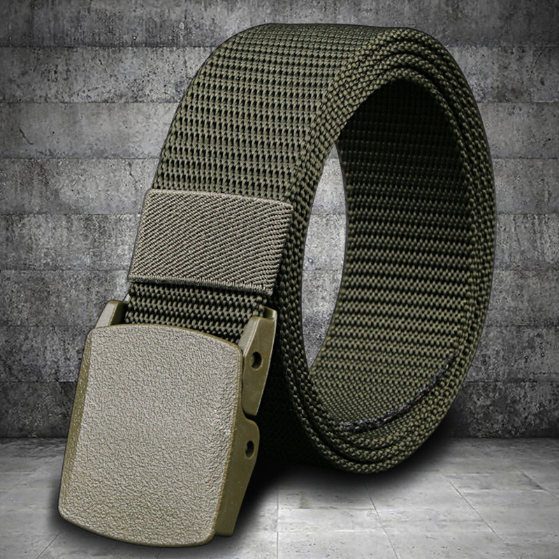 Men's Nylon Canvas Belt Plastic Buckle Metal Military Tactical Waist Belt