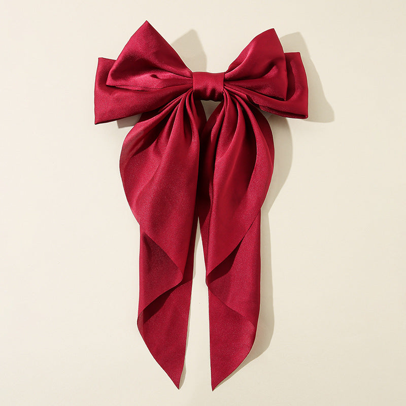 Large Silky Hair Bows For Women Girls Ribbon Barrettes Big Hair Bow