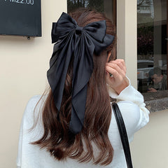 Large Silky Hair Bows For Women Girls Ribbon Barrettes Big Hair Bow