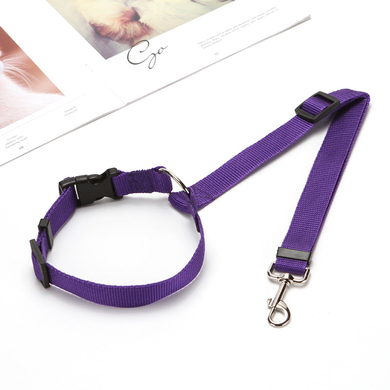 2 In 1 Pet Car Seat Belt Nylon Lead Leash Backseat Safety Belt Adjustable