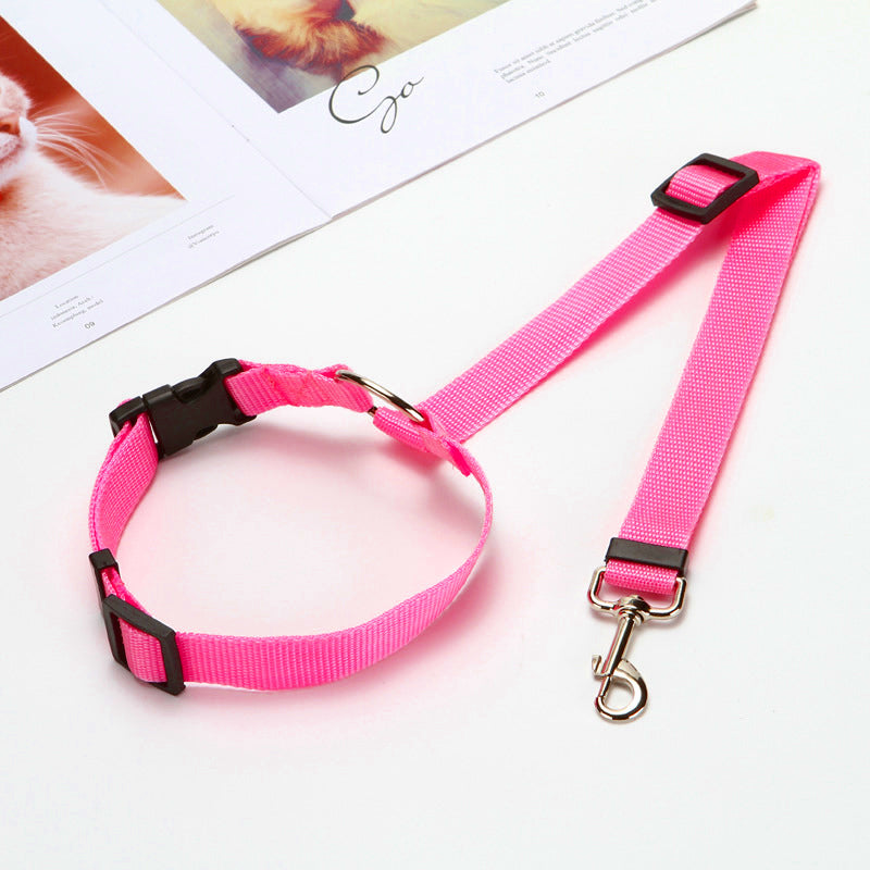 2 In 1 Pet Car Seat Belt Nylon Lead Leash Backseat Safety Belt Adjustable