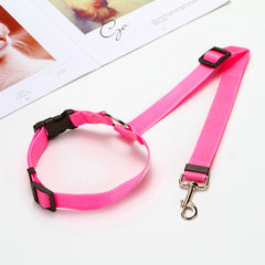 2 In 1 Pet Car Seat Belt Nylon Lead Leash Backseat Safety Belt Adjustable