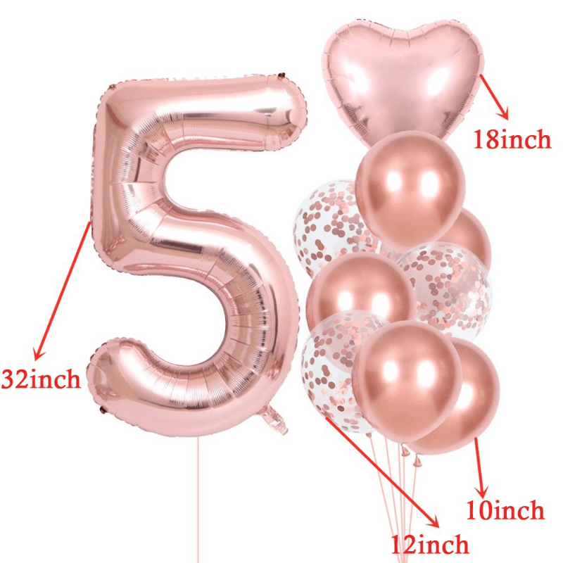 10 Pack Rose Golden Birthday Number Set for Parties Celebrations